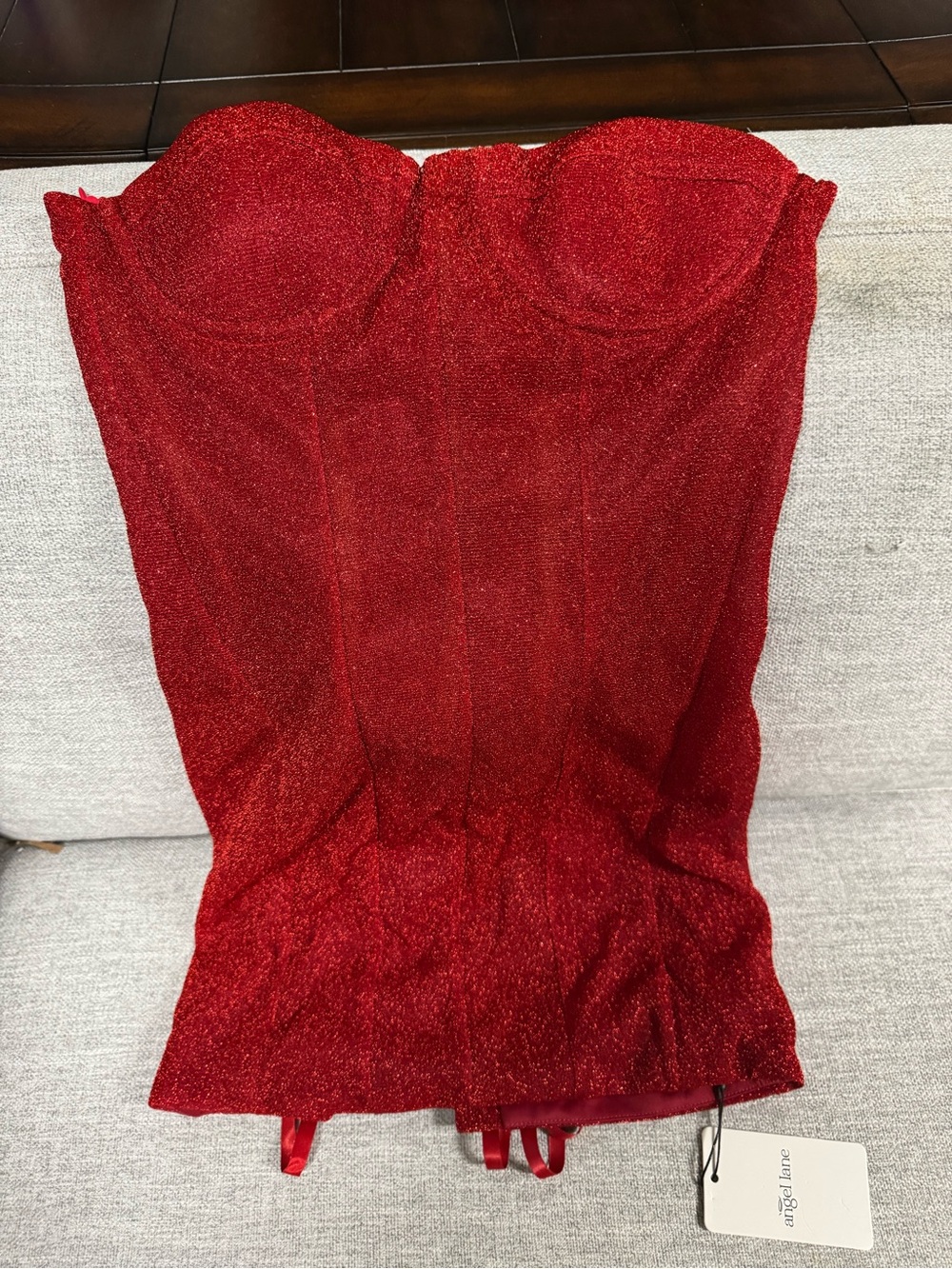 Strapless Red Shimmery Bustier Dress